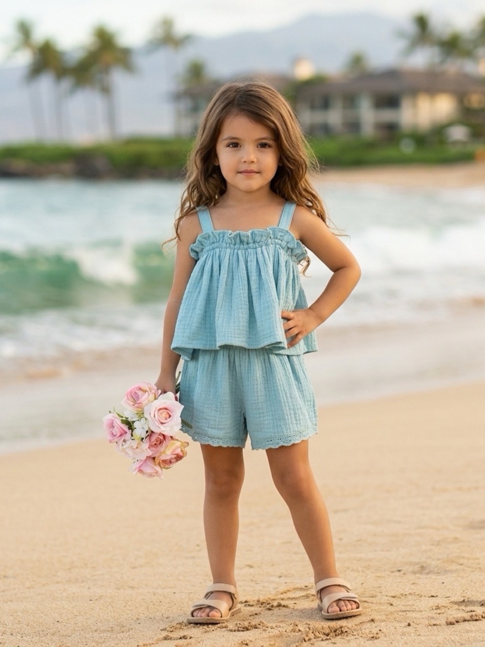 Sweet Magnolia Tiered Cotton Gauze Romper with Ruffle Bodice girls  2 Toddler